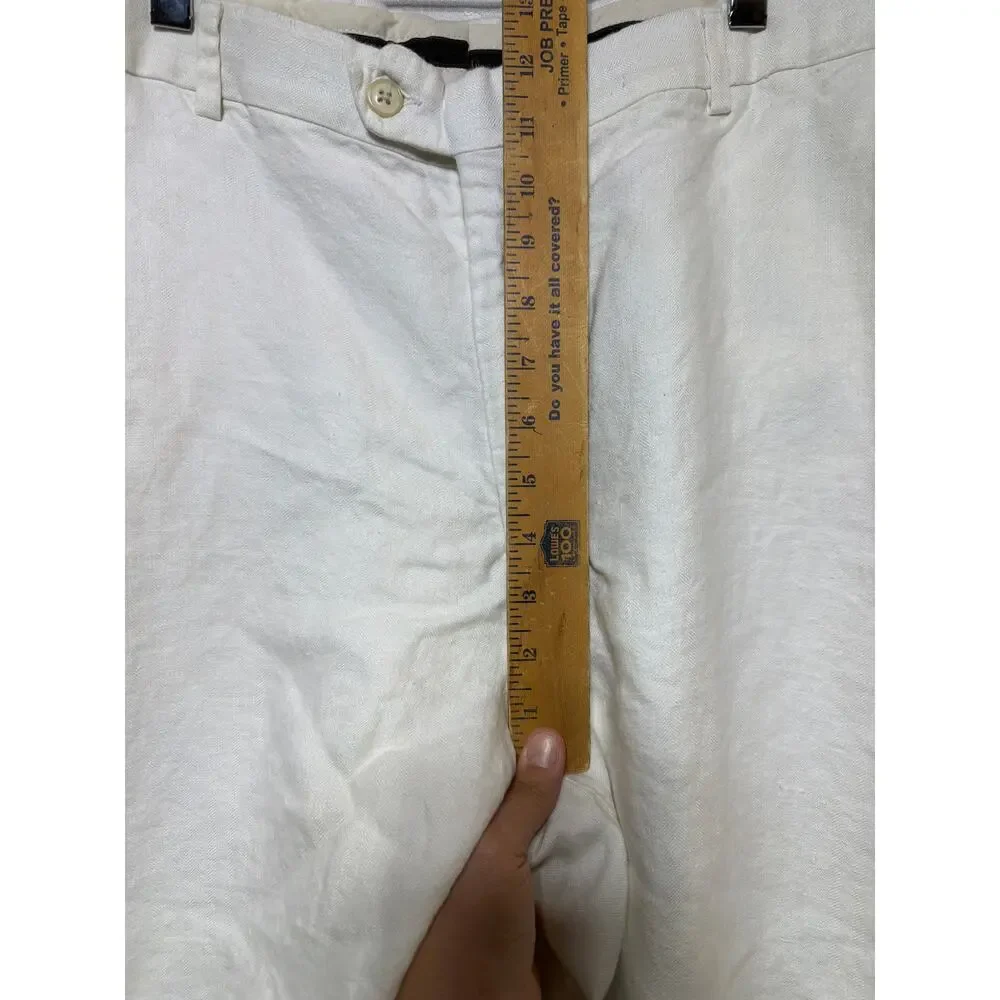 Angelico Pants 38x29 White 100% Linen Reserve Custom Beach Resort